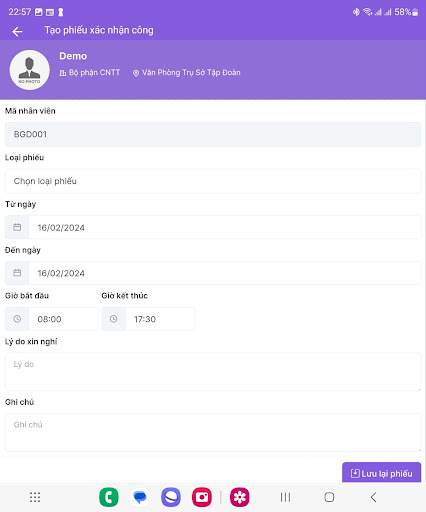 DVTech-HRM Mobile  Chấm công