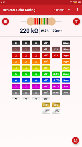 Android application Resistor Color Coding screenshort