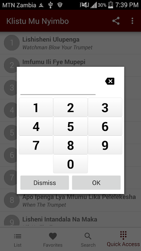 Android application Klistu Mu Nyimbo screenshort
