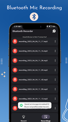 Bluetooth & headphone Recorder Screen 3