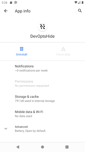 Android application DevOptsHide (Hide Dev Options) screenshort