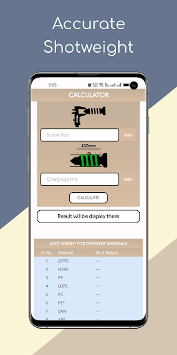 Injection Molding Calculator Screen 3