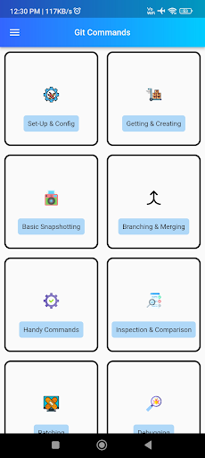 Android application Git Commands screenshort