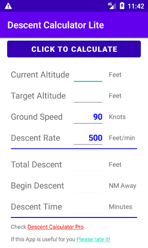 Android application Airplane Descent Calculator LT screenshort