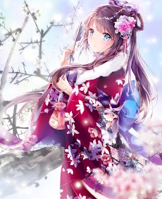 Kimono Anime Girl Wallpaperのおすすめ画像1