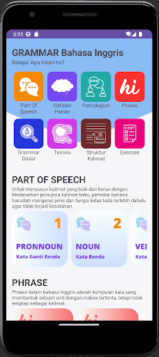 Android application Belajar Grammar Bahasa Inggris screenshort
