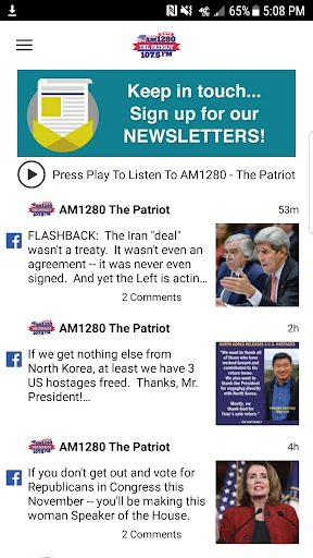 Android application AM 1280 The Patriot screenshort