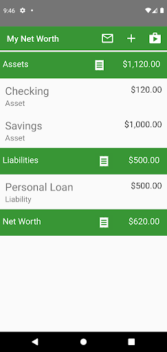 Android application My Net Worth screenshort