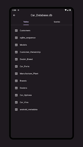 SQLite Viewer Screen 2