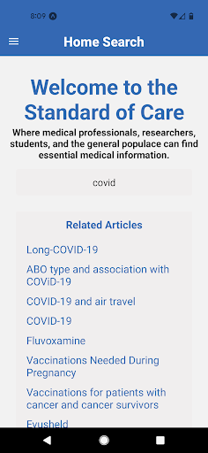 Standard of Care App Screen 2
