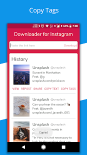 Instagram用の写真とビデオのダウンローダー-アプリのスクリーンショットを再投稿