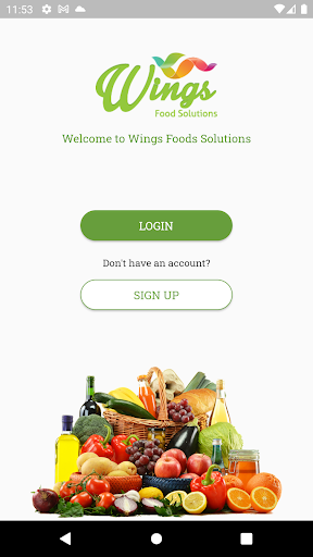 Android application Wings Food screenshort
