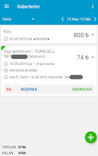 Gelir-Gider Planlayıcı(fatura sorgula/hatırlatma) Screenshot