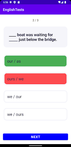 English Tests Screen 3