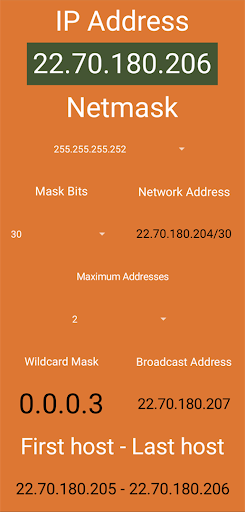 Android application CIDR Calc screenshort