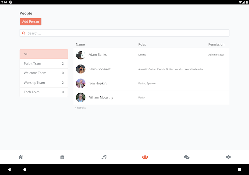 Screenshot of Planning by WorshipTools