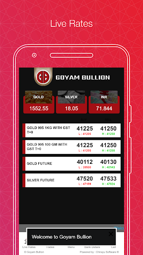 Android application Goyam Bullion screenshort