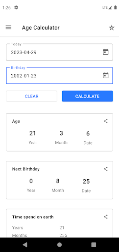 Android application Age Calculator screenshort