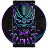 Neon Violet Tech Skull Theme icon