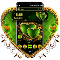 Golden Green Heart Launcher Theme