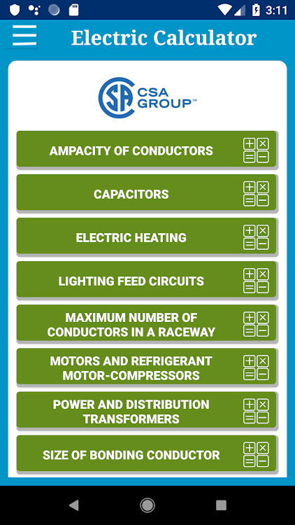 Electrical Calculators CE Code - 1.0.5 - (Android)