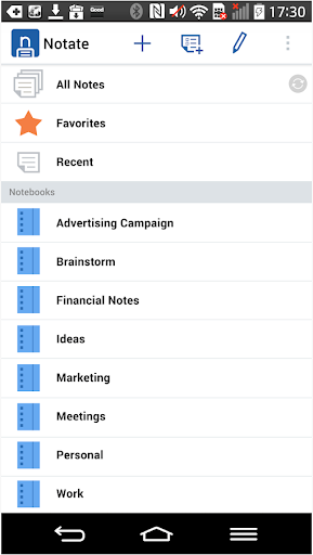 Android application Notate for Enterprise screenshort