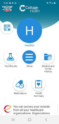 Cottage Health MyChart Screen 2