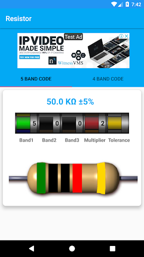 Android application Resistor Code screenshort
