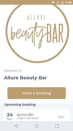 Android application Allure Beauty Bar screenshort