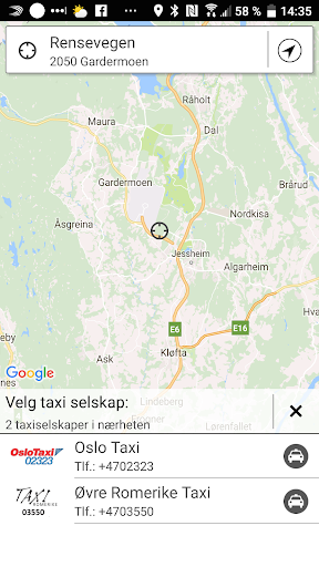 Android application Taxi Romerike screenshort