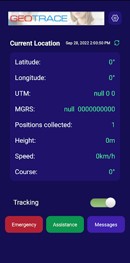 Android application GEOTRACE Tracker screenshort