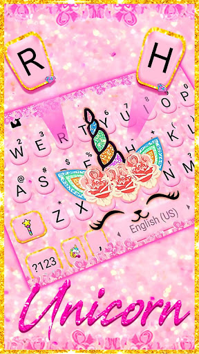 Glitter Pink Unicorn Keyboard Screen 2