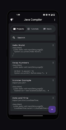 Android application Java Compiler(Pro) screenshort
