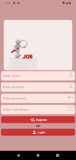 Android application jobfind screenshort