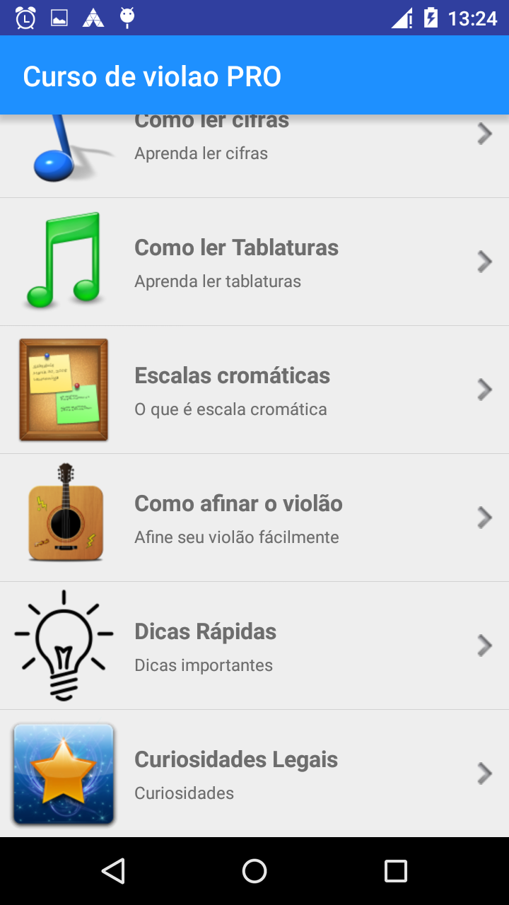 Android application Curso de violão iniciante PRO screenshort
