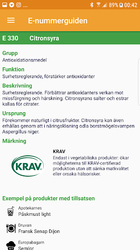 E-nummerguiden Screen 2