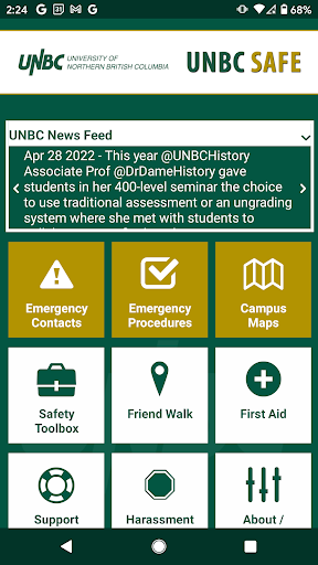 Android application UNBC Safe screenshort
