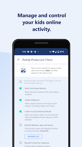Screenshot of Safer Web - online protection