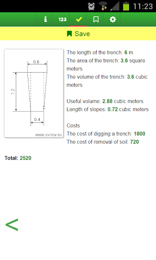 Calculate the volume of trench Screen 3