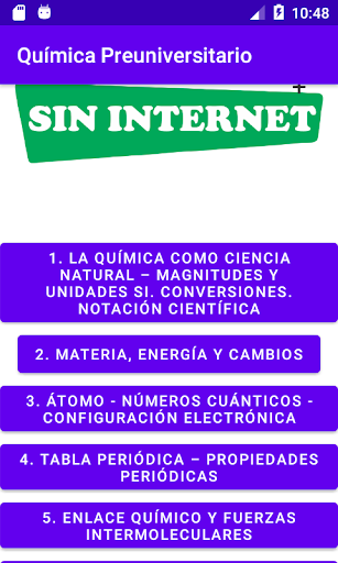 Android application Química Preuniversitario screenshort