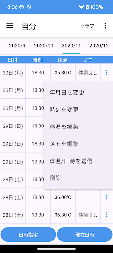 体温 メモ ℃　体温管理するためのアプリ Screen 3