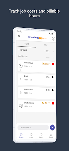 Android application Timesheet Express Time Tracker screenshort