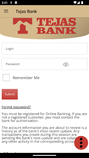Android application Tejas Bank Mobile App screenshort