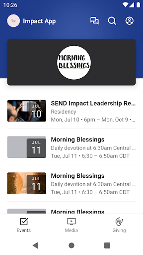 Android application Impact Church Little Rock screenshort