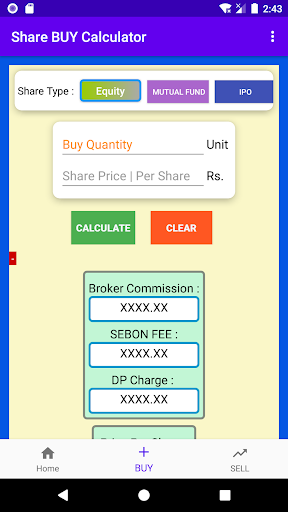 Share Market Calculator Screen 2