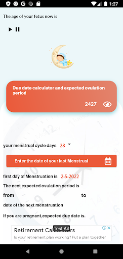 Android application pregnancy calculator screenshort