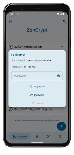 Android application ZenCrypt - Securely Encrypt screenshort