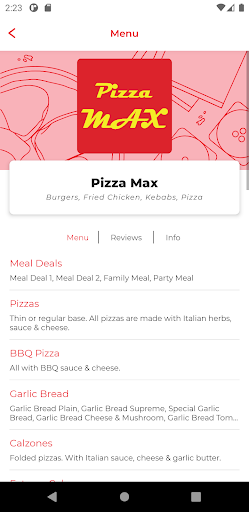 Android application Pizza Max S64 screenshort
