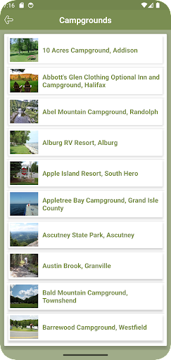 Vermont Campgrounds Screen 3
