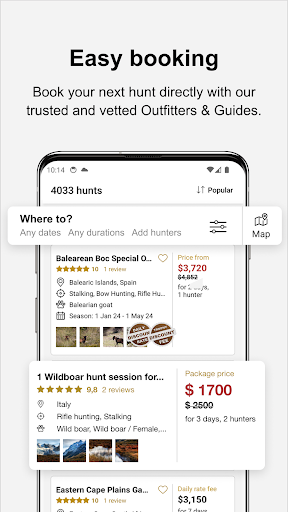 Android application BookYourHunt: Hunting trips screenshort